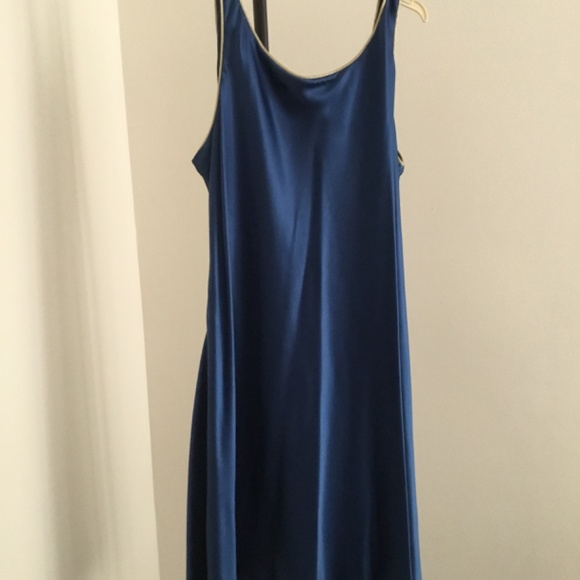 Deep blue satin slip dress, size 2 - Picture 2 of 3